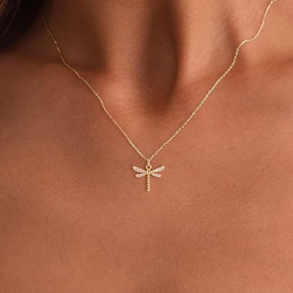 Neiman Marcus 14k Gold Plated Dragonfly Pendant Necklace